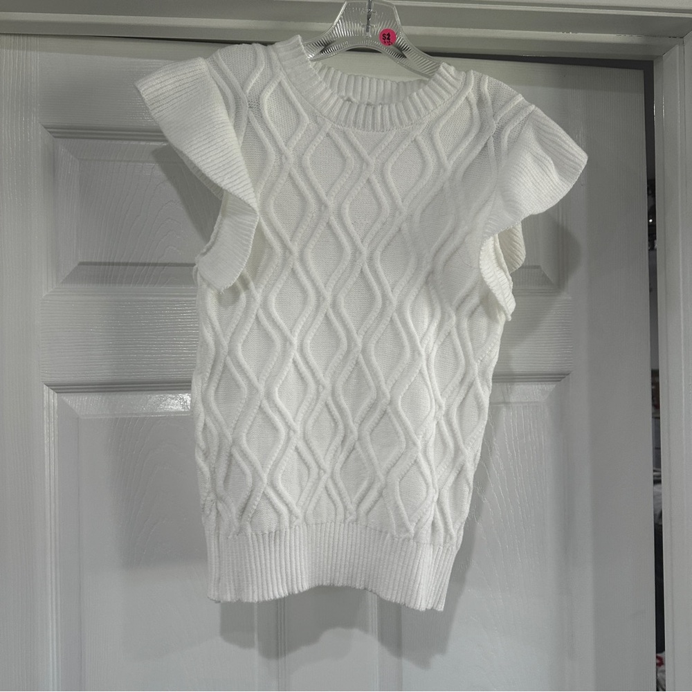 NWT She + Sky Ivory Knit Sleeveless Top